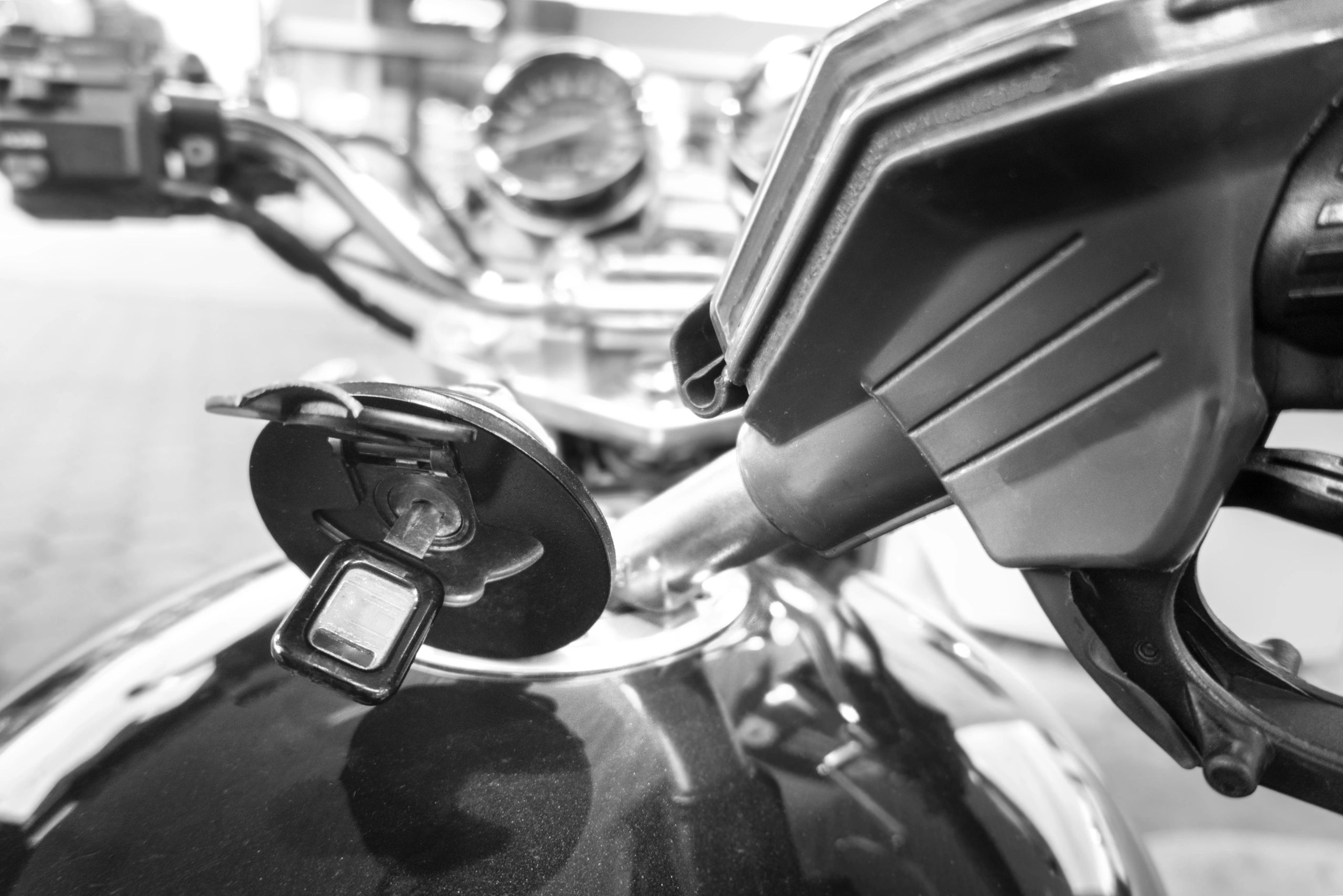 Motorcycle at a service stop