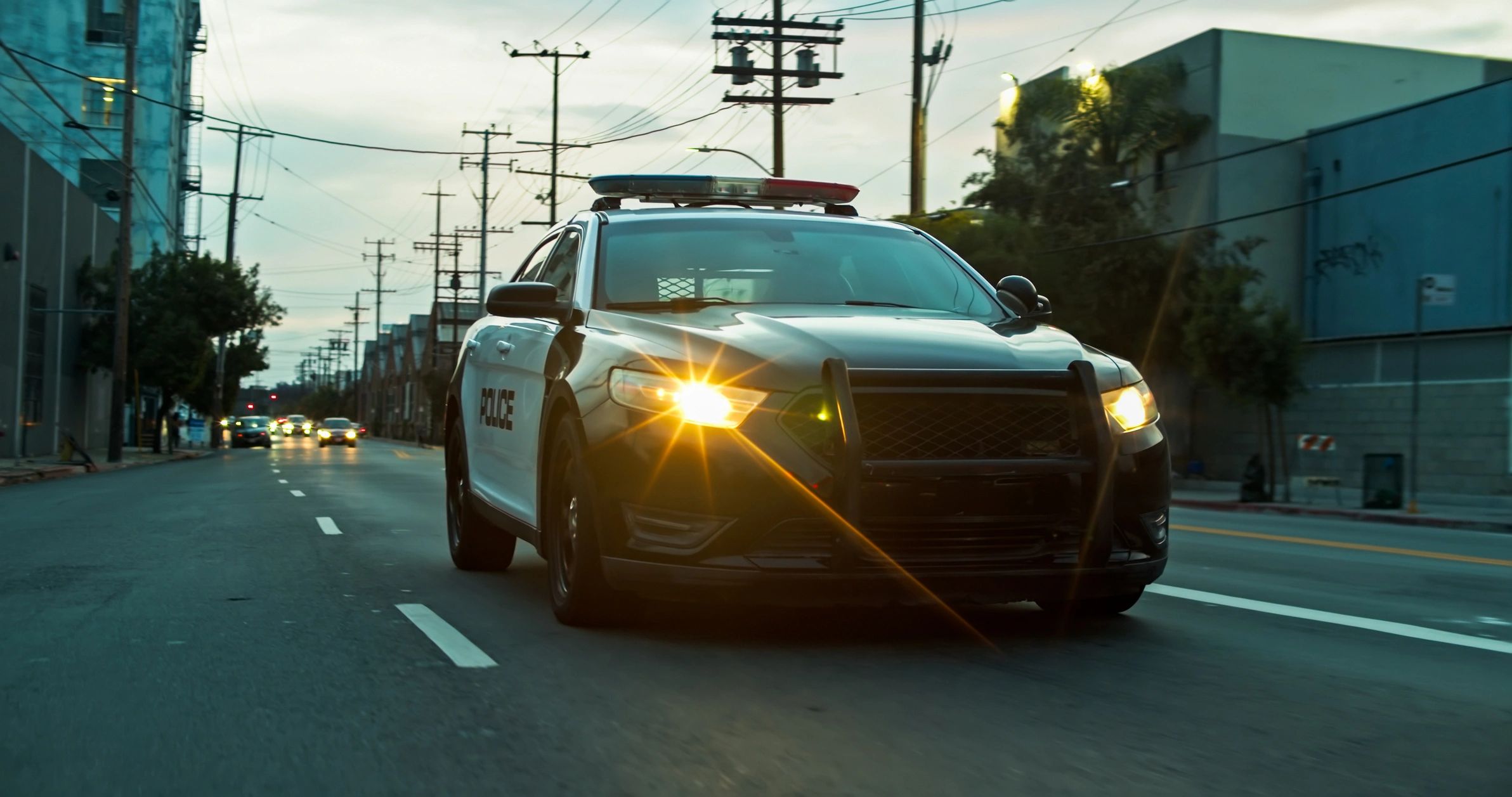 Vehicle on city street representing emergency mobile response